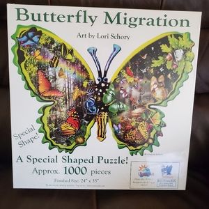 SunsOut Lori Schory Butterfly Migration 1000 pc Shaped Jigsaw Puzzle BRAND NEW